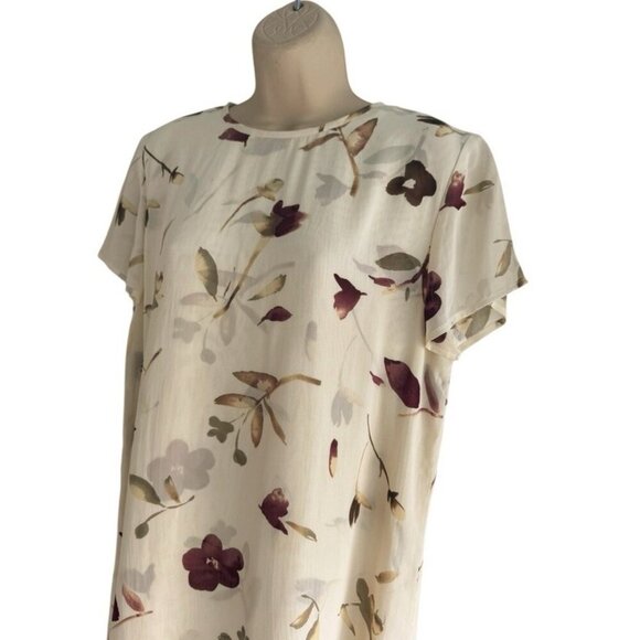 Vintage Coldwater Creek Woman's Sz 8 Cream Floral A Line Chiffon Tiered Dress - Picture 2 of 8